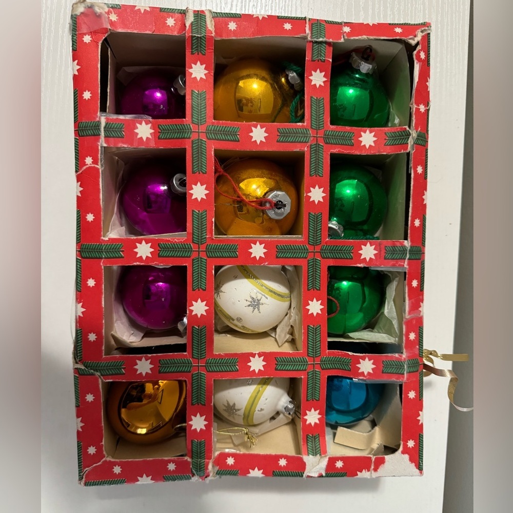 Vintage Colourful Glass Ball Christmas Ornaments Set